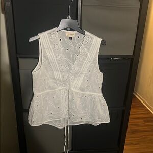 White Embroidered Sleeveless Top